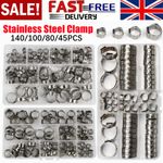 140/80PCS Single Ear Plus O Clips 304 Stainless Steel Air Water Pipe Hose Clamps