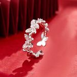 925 Sterling Silver Butterfly Band Adjustable Ring Womens Girls Jewellery Gift