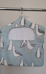 Handmade 100% Cotton Peg Bag With Sturdy Wooden Hanger - Seagull Design