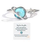 To My Daughter Fidget Ring Anxiety Ring for Girls Blue Star Moon Moonstone Ring