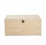 Wickerfield  Natural Finish Wooden Treasure Chest With Hinged Lid &Locking Clasp