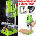 710w Rotary Pillar Drill 5 Speed Heavy Duty Bench Press Drilling Table Stand