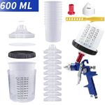 10 Pack  Disposable Paint Spray Gun Cup Liners and Lid System, 600ml/20 Ounce