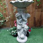 Stone Birdbath Twin Cherub Angel Design 64 cm Tall