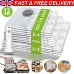 12x Vacuum Storage Bags Set With Electric Air Pump Space Saver Bags Travel &Home