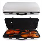 Violin Viola Double Case for 4/4 violin and 15-17inch viola Adjustable, White