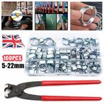 100PCS Stainless Steel Double Ear Clamp O-Clips Fuel/Air/Water Hose Pipe 7-20mm