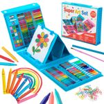 Art Set Crafts Case Sided Trifold Easel, 208-Piece Drawing Art Kit, bule