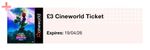 1x £3 Cineworld Cinema Ticket E-Code - valid Friday-Sunday, Expiry 19 April 2026