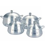 Kitchen King 26cm, 28cm, 30cm, 32cm Julia Belly Pot Set Silver  4 Piece KK515769