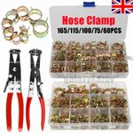 165/115PCS Spring Clips Fuel Hose Line Water Pipe Air Tube 6-22mm Clamps Pliers 