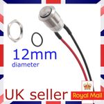 12mm Momentary Push Button Switch Waterproof Stainless Steel Pre Wired