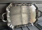 Antique Large FB Rogers Victorian Scroll Silver Plate Footed Tray w/ Handles 23”