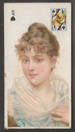 WILLS-BEAUTIES 1897 (P/C INSET BROWN BACK) SPADES - 12 QUEEN