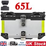 65L Motorcycle Rear Top Box Silver Aluminium Alloy Tail Carrier Tool Luggage UK
