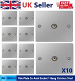 Job Lot X 10 BG Stainless Steel Screwed Flat-Plate Co-Axial Socket 1 Gang