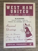 Rare West Ham United Christmas Original Programme vs Blackpool 27/12/66