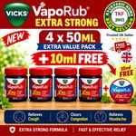 Vicks VapoRub Xtra Strong 4 X 50ml Extra Strength Chest Rub Cold Cough Relief UK