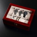 UTEN 10 Grids Wood Watch Box Jewelry Collection Storage Hold Glass Display Case