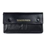 Leather Tobacco Pouch Black Soft Luxury  Organiser Zip & Rolling Paper