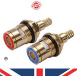 2x Bath 3/4" Tap Valve Cartridge Ceramic Gland 20 Teeth quarter turn Flow Mixer