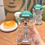 2026 NEW Starbucks Barista Bear Glass Cup(591ml) Limited Edition Christmas Cup