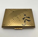 Vintage Singin In The Rain Ladies Powder Compact Circa 1950s Gold Tone Case Rare