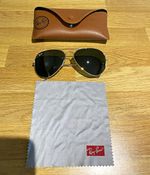 Ray-Ban Aviator RB3025 Gold Metal Frame Green Glass Tinted UV Sunglasses