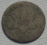 1853? United States Silver Star 3 Cents 14mm 0.70g 0.750 Silver, Km# 75, worn