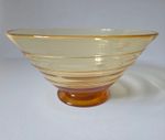 WHITEFRIARS: Ribbon Trailed Footed Amber Glass Bowl 8901 Barnaby Powell 1930s