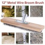 12''Wire Brush Broom Deck Cleaner Brush Wire Weeding Brush for Garden Lawn Patio