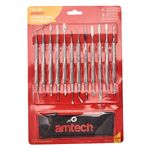 Amtech 12pc Double-Ended Wax Carving Set: Spatulas and Sculpting Tools with Case