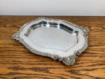 ANTIQUE 19TH C SHELL FORM FRAMED RECESSED SILVER PLATE TRAY DISH