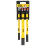 Stanley 3 Piece 10,12,16mm Set Of Solid Steel Metal Cold Hammer Chisels, 418298
