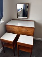 Remploy Mid Century Dressing Table With Mirror And Two Matching Bedside Units