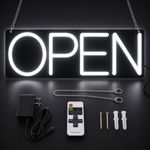 HiNeon White Neon Open Sign 20inx7in LED Light w/Remote Controller, Electric ...