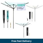 LIVIVO 45m Outdoor Dryer Rotary Washing Line 4 Arm Clothes Airer Heavy Duty