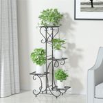 Wisfor 4 Tier Metal Plant Stand Garden Flower Pot Holder Racks Outdoor Indoor
