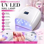 Cordless 66 W LED/UV Nail Lamp Light Rechargeable Gel Polish Nail Dryer Wireless