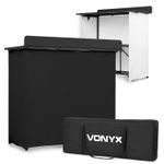 Vonyx DBF105 Mobile DJ Booth Stand with Desk and Covers - Quick Folding