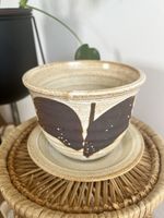 Vintage Studio Pottery Planter  Stoneware Drip Glaze Rustic Boho Plant Pot VGC