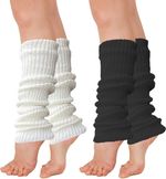 2 Pairs Leg Warmers, 40Cm Winter Knit Ribbed Leg Warmers for Women Girls Yoga Ba
