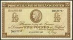 Northern Ireland, Provincial Bank of Ireland, £5, Belfast 6th Dec 1965 (BNYB ...