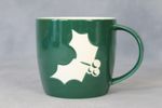 Starbucks 2011 Holiday Holly Green Large Ceramic Mug Coffee Cup Rare Christmas