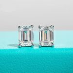 1ct Emerald Cut Earrings Diamond Test Pass Lab-Created VVS1/D/Excellent
