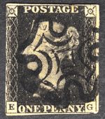 GB SG2 QV 1840 Penny Black Plate 9, EG,  Used, Cat £625