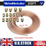 25ft /7.6 M Copper Brake Pipe Hose Line Tube 3/16'' Fittings Tubing Kit UK