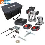 Trend T18S/R14P2 18v TXLI 1/4" Brushless Cordless Router Inc 2x 4.0Ah Batts