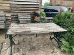Victorian Style Garden Bench & 6 Chairs Cast Iron Wrought Iron Wooden Slat Seats