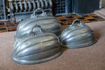 Antique Cloche Dome Pewter Meat Food Covers James Dixon and Sons Sheffield Set 3